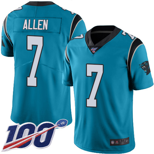 Carolina Panthers Limited Blue Men Kyle Allen Jersey NFL Football 7 100th Season Rush Vapor Untouchable